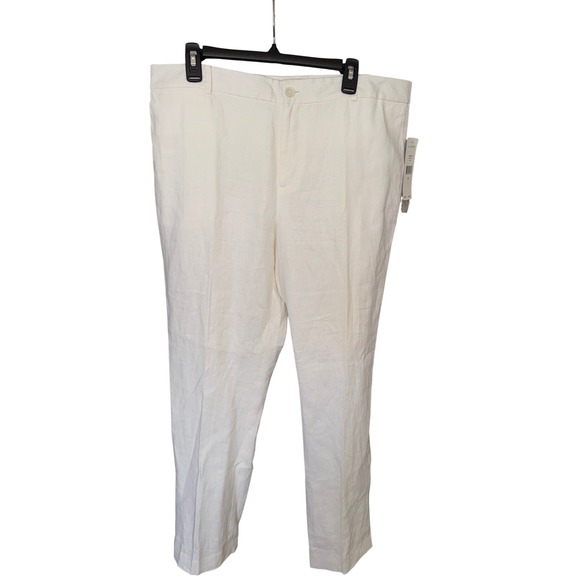 LAUREN RALPH LAUREN‎ WOMEN EDITA STRAIGHT LEG PANTS 16 100% LINEN LINED NWT